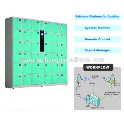 intelligent steel metal locker for apartment/office building/supermarket. Coin locker cell phone charging locker barcode locker